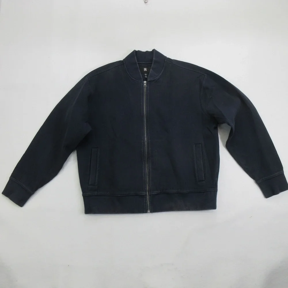 Banana Republic Men Jacket XXL Tall Blue Herringbone Full Zip Bomber